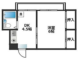 高木ビル 1DKの間取図画像