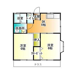 マルベリーハイツ 2DKの間取図画像