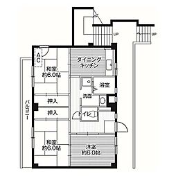 ビレッジハウス川井宿2号棟 3DKの間取図画像
