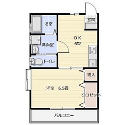 サザンヒルズ三ツ境 1DKの間取図画像