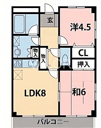 グレーシア風祭 2DKの間取図画像