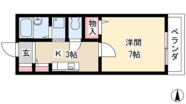 グレイスＮＦ ｜愛知県名古屋市西区上小田井1丁目(賃貸アパート1K・2階・23.95㎡)の写真 その2