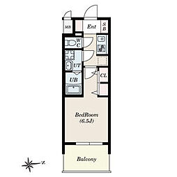 S-RESIDENCE上飯田North 13階1Kの間取り