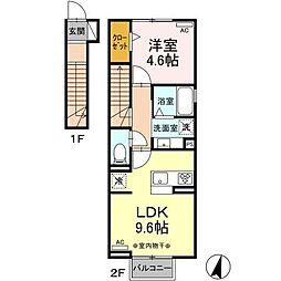 メゾン・マリオット 2階1LDKの間取り