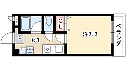 N・フラッツ浄心 3階1Kの間取り