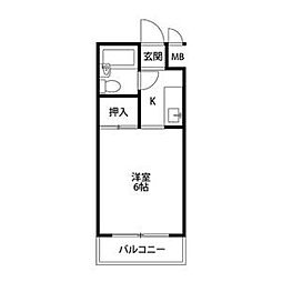 RESIDENCE610 2階1Kの間取り