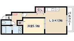 グランドカーサ枇杷島 1階1LDKの間取り