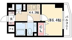 アール押切 6階1Kの間取り