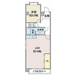 フジパークハイツＢ棟 4階1LDKの間取り