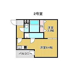 Katze志賀本通(カッツェシガホンドオリ) 3階1LDKの間取り