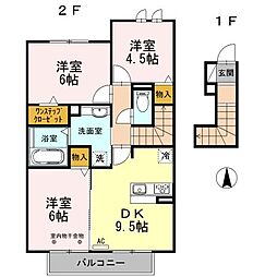 ナッシュビル 2階3LDKの間取り
