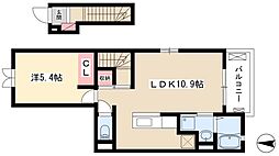 花音名西 2階1LDKの間取り