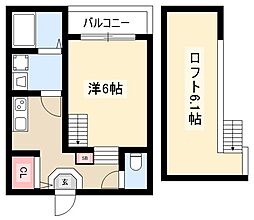 ロプト浄心 1階1Kの間取り