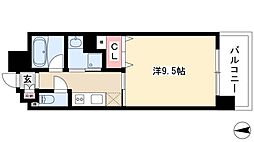 CASTELLO LUSSO 7階1Kの間取り