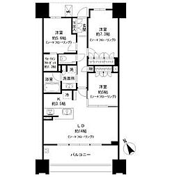 ザ・パークハウス名古屋 3LDKの間取図画像
