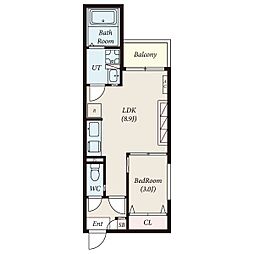 Tidy本陣 1LDKの間取図画像