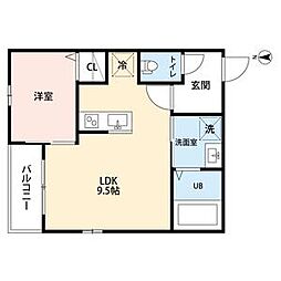 CRASTINE東味鋺3丁目 1LDKの間取図画像