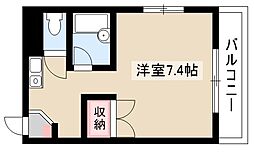 TOWNみやび 1Kの間取図画像