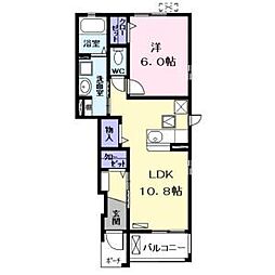 ガーデンジュネス 1LDKの間取図画像