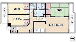 エクセレンス志賀本通 3LDKの間取図画像