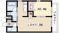クレサス稚児宮.m 1LDKの間取図画像