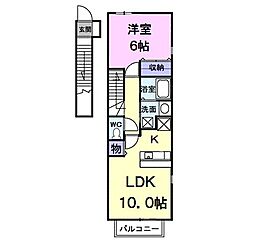 シャン・ド・フルール美鈴 1LDKの間取図画像
