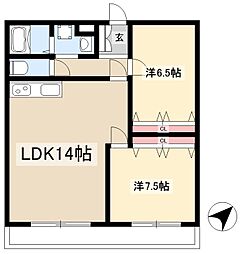 ブランシェ大曽根 2LDKの間取図画像