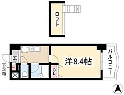 現代ハウス新栄 1Kの間取図画像