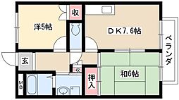 ノイハオス城西 2DKの間取図画像
