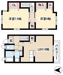 サウスコート楠 2LDKの間取図画像