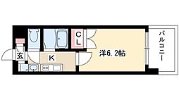 パルティール城西 1Kの間取図画像