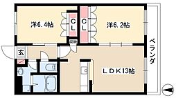 グリスィーヌ 2LDKの間取図画像