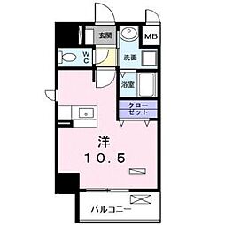 ザ・ノーブル・レジデンス上更 ワンルームの間取図画像