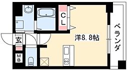 プレサンス名古屋STATIONビジュ ワンルームの間取図画像