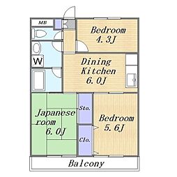フローラレジデンス 3DKの間取図画像