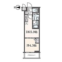 ハーモニーレジデンス東新宿 0203 2階1DKの間取り