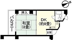 サンフラワー勝浦 1DKの間取図画像