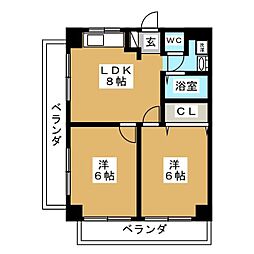 第一西脇ビル 2DKの間取図画像