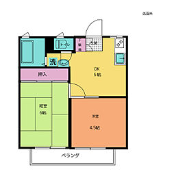 板倉ハイツ 2DKの間取図画像