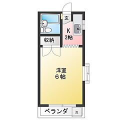 コーポ新井 1Kの間取図画像