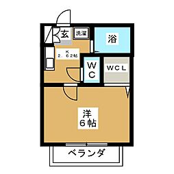 シティパルK 1Kの間取図画像