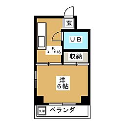 グリーンコーポ 1Kの間取図画像