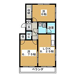 サンシティ・ヒコタA-1 2DKの間取図画像