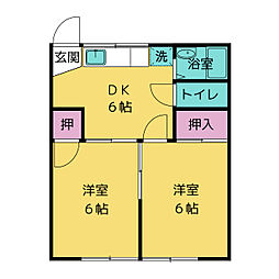 コーポヤブサキ 2階2DKの間取り