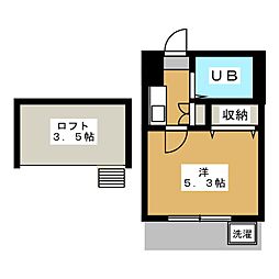 シャトル五香 1階1Kの間取り