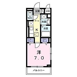 ソルス・おおたか 1階1Kの間取り