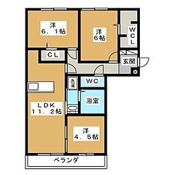 リリーアネラ 3LDKの間取図画像