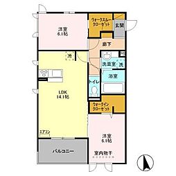 リシェス1 2LDKの間取図画像