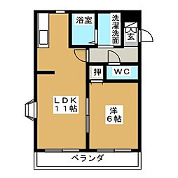 フロイディーハイツ 1LDKの間取図画像