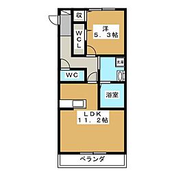 メルベーユおおたかの森1号棟 1LDKの間取図画像